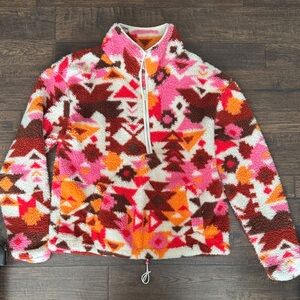 No Boundaries Pink and Orange Geometric Sweater